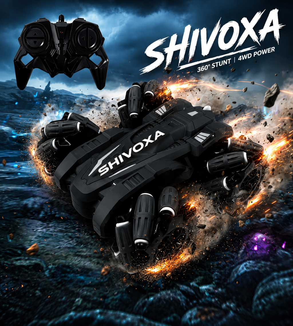SHIVOXA RC Tank Car | 2.4GHz 360° Stunts, LED Lights & Rechargeable Battery